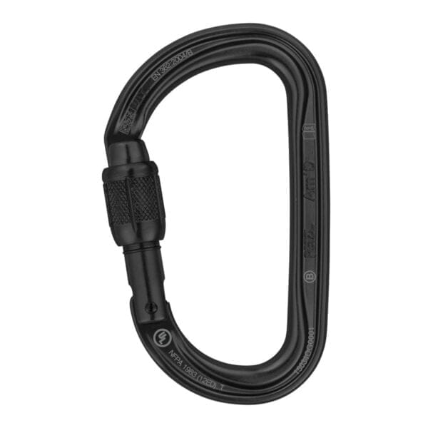 Mosquetón Aluminio Tipo D Rosca 27kN Am'D SCREW-LOCK Black - Petzl