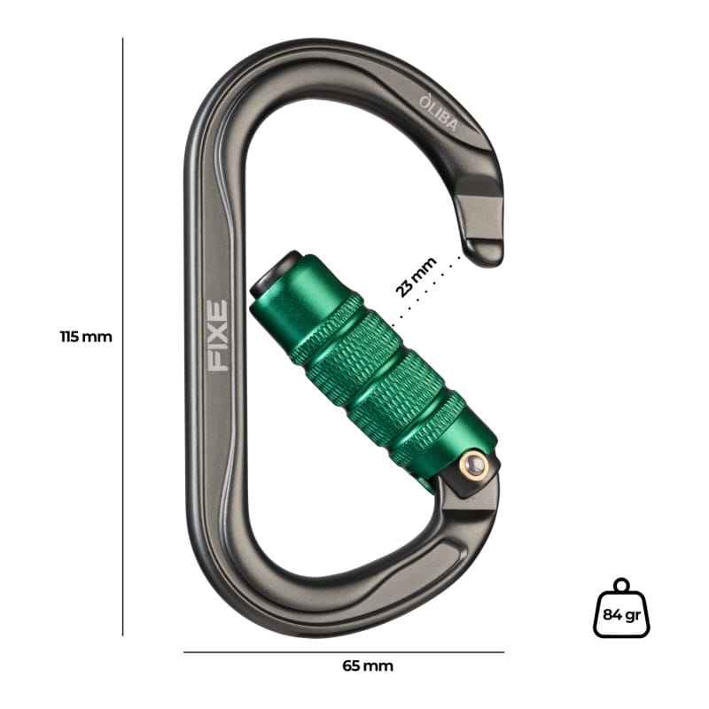 Mosquetón Aluminio Oval 3 Tiempos 25kN Óliba Triple Lock - Fixe - Imagen 10