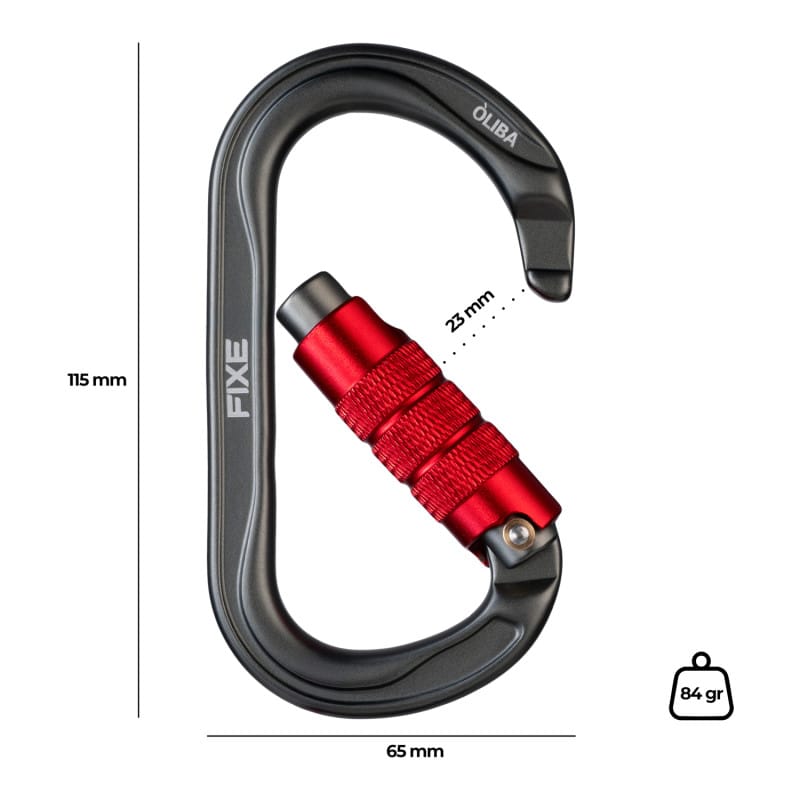 Mosquetón Aluminio Oval 2 Tiempos 25kN Óliba Twist Lock - Fixe - Imagen 10