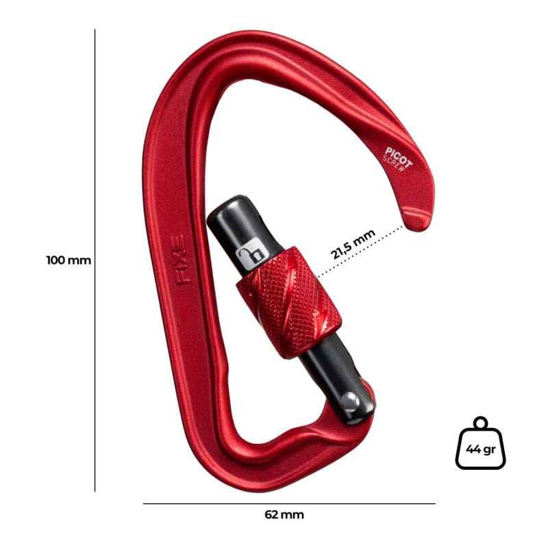 Mosquetón Aluminio Tipo B Rosca 22kN Picot Screw - Fixe - Imagen 3