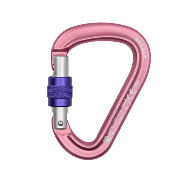 Mosquetón Aluminio HMS Rosca 28kN BE SAFE SCREW matt pink - BEAL