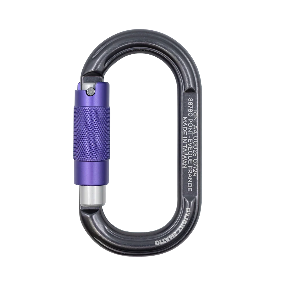 Mosquetón Aluminio Oval 3 Tiempos 22kN O Light 3 Matic gris-morado - Beal - Imagen 2
