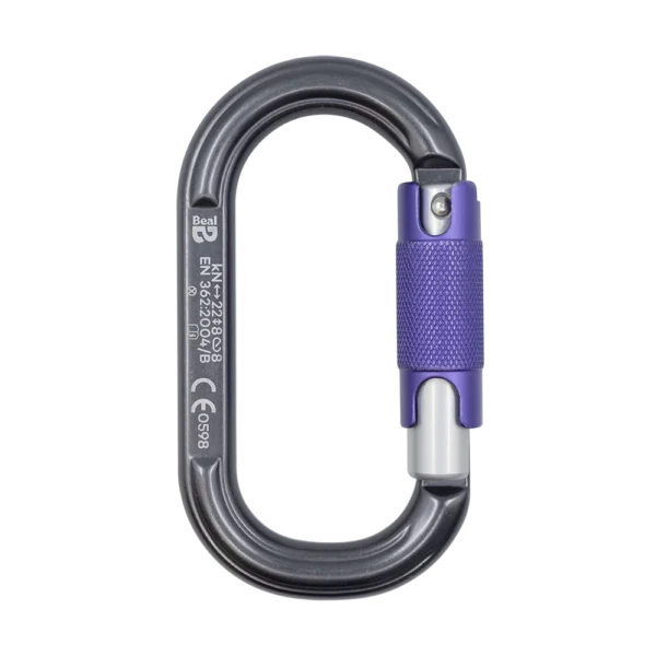 Mosquetón Aluminio Oval 3 Tiempos 22kN O Light 3 Matic gris-morado - Beal