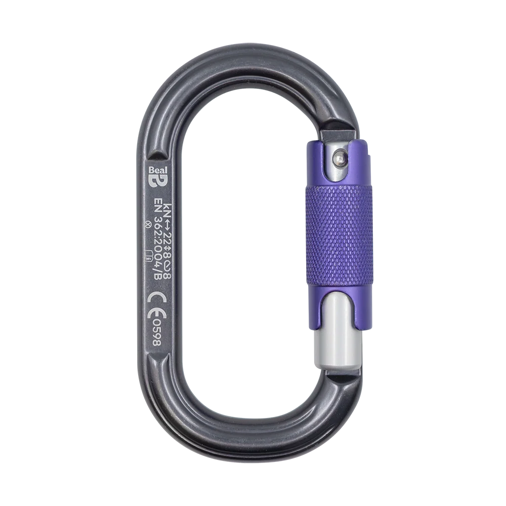 Mosquetón Aluminio Oval 3 Tiempos 22kN O Light 3 Matic gris-morado - Beal