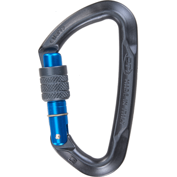 Mosquetón Aluminio Tipo D Rosca 23kN LIME SG Azul - CLIMBING TECHNOLOGY