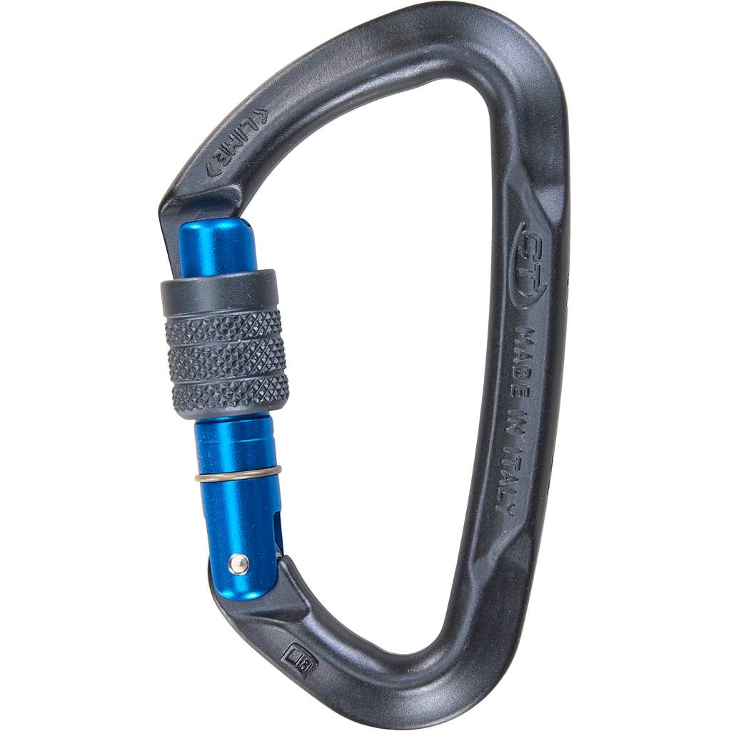 Mosquetón Aluminio Tipo D Rosca 23kN LIME SG Azul - CLIMBING TECHNOLOGY